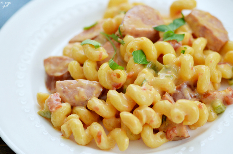 Try out this Cheesy Kielbasa Pasta recipe for an easy weeknight dinner solution! Loaded with flavor, this kielbasa recipe combines Velveeta, Rotel and pasta into a delicious dinner with a spicy kick. Your whole family will love this kielbasa sausage meal.