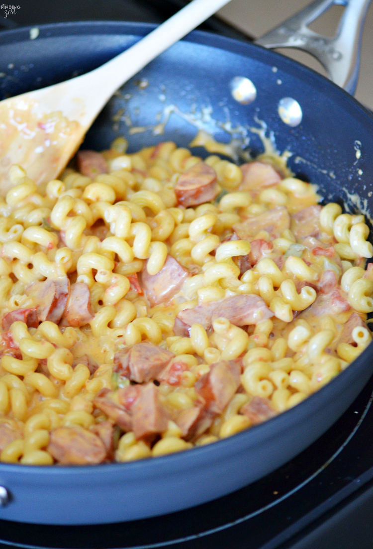 Cheesy Kielbasa Pasta Skillet - Finding Zest