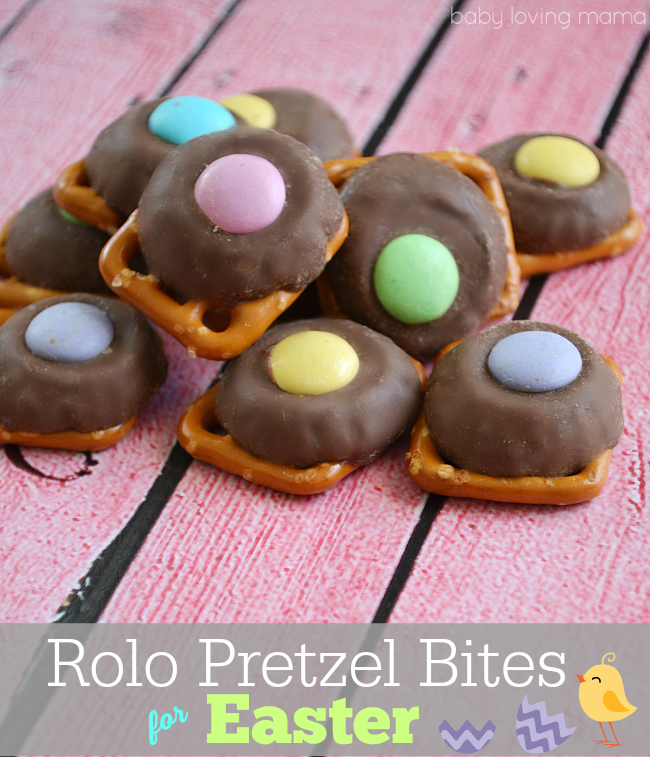 Rolo Pretzel Bites with M&M Candies for Easter - Finding Zest