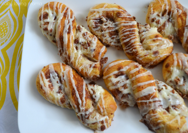 Cinnamon Roll Twists with Cream Cheese Filling 