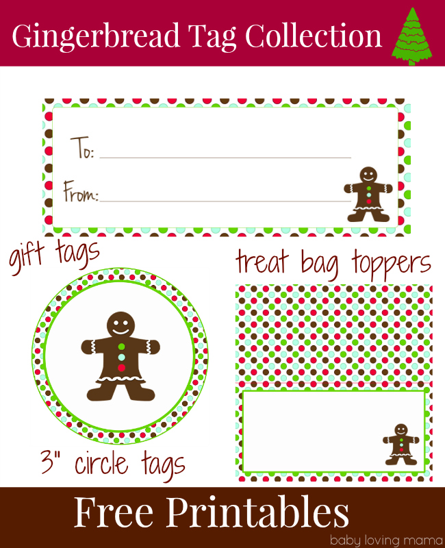 Gingerbread Holiday Gift Tags Free Printable for Download