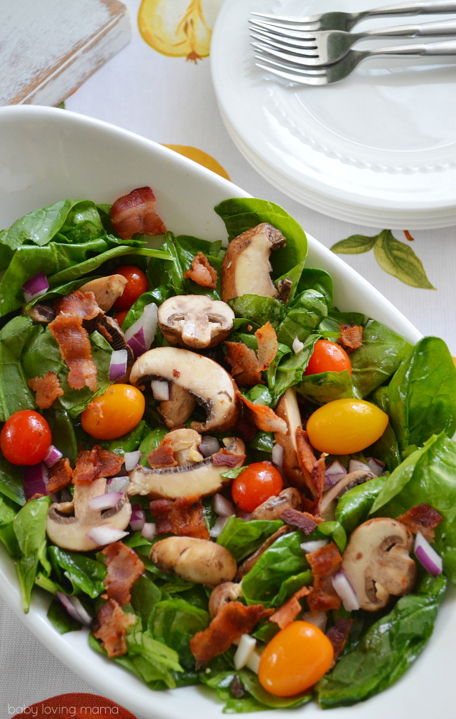 Bacon Spinach Salad with Red Wine Vinaigrette #ComeBackNew