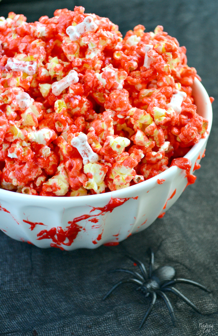 Bloody Popcorn With Bones For Halloween Finding Zest