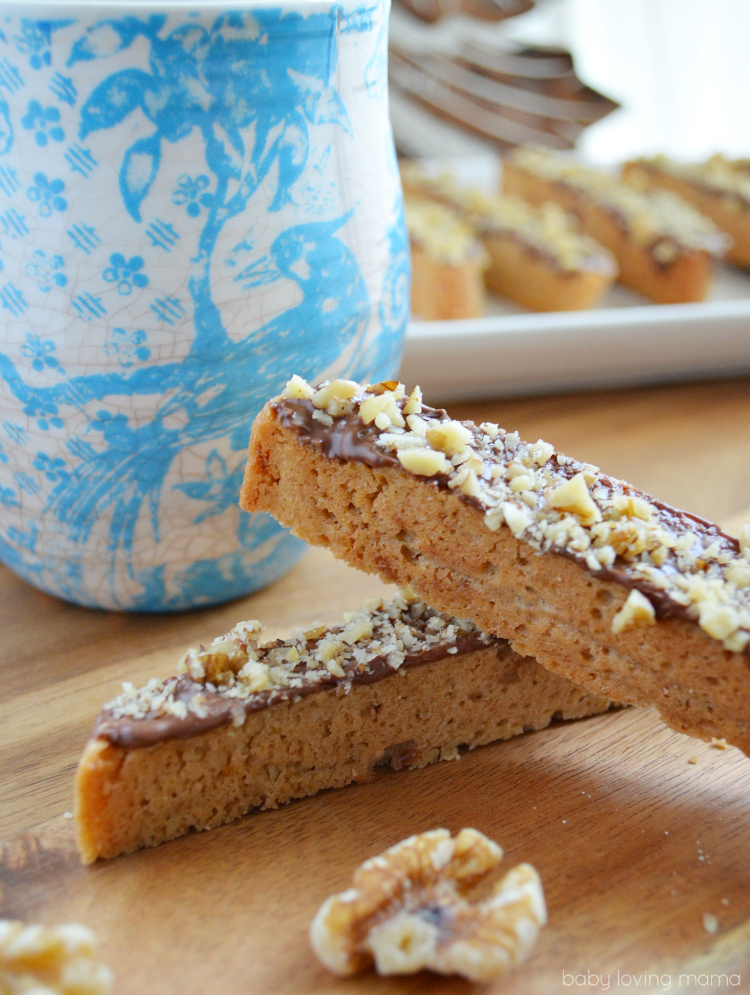 Orange Walnut Biscotti Dipped in Chocolate