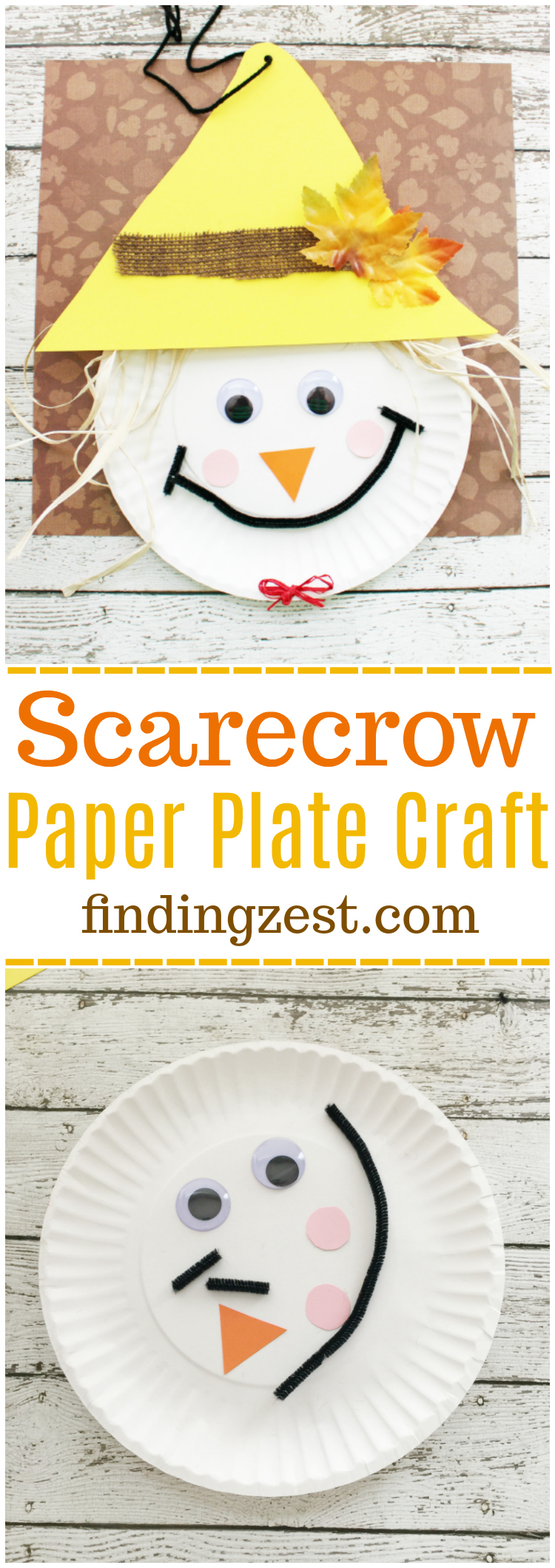 Learn how to make this Scarecrow Paper Plate Craft for Thanksgiving or fall! This kid craft is perfect for preschool and elementary school aged kids.