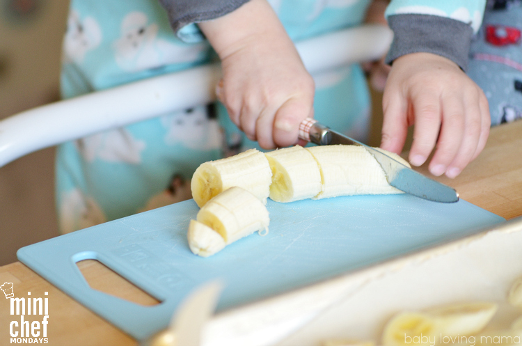 Kids Slicing Bananas for Frozen Banana Ice Cream