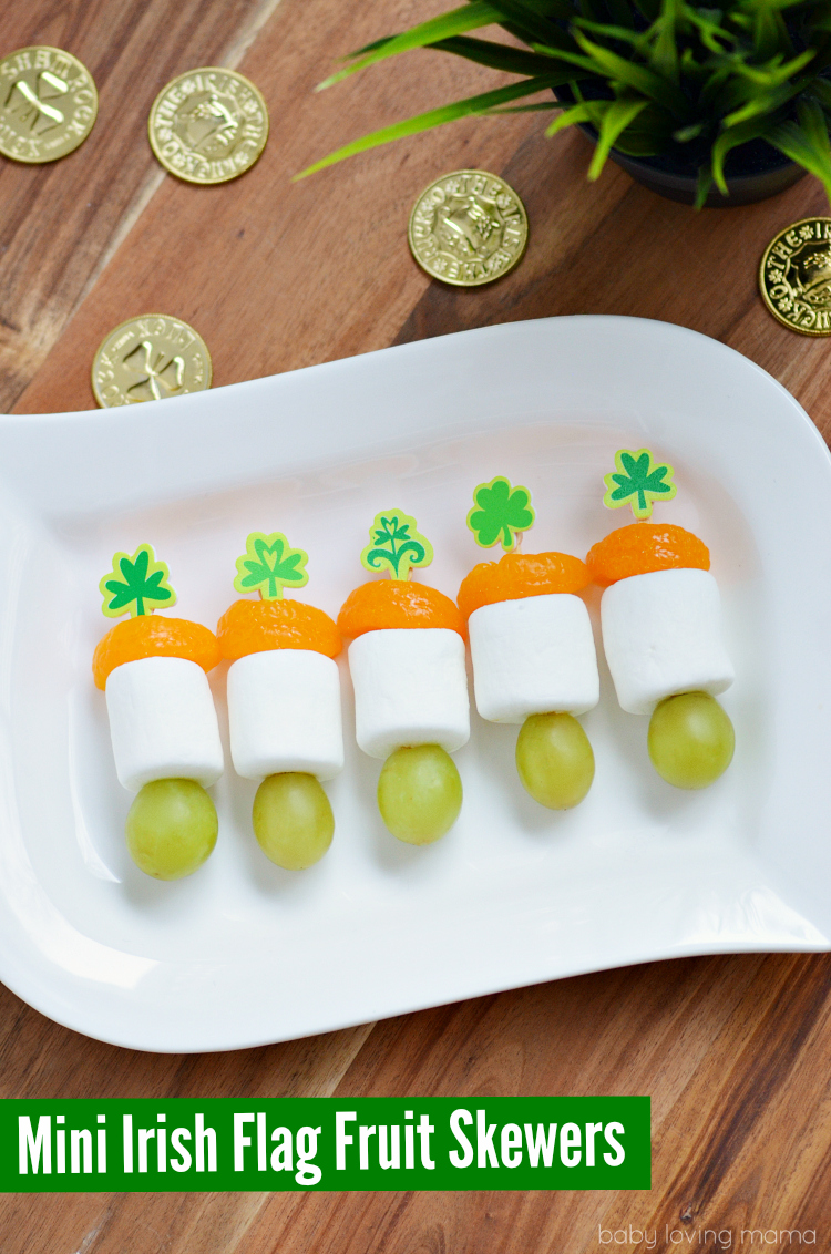 Mini Irish Flag Fruit Skewers for St Patricks Day