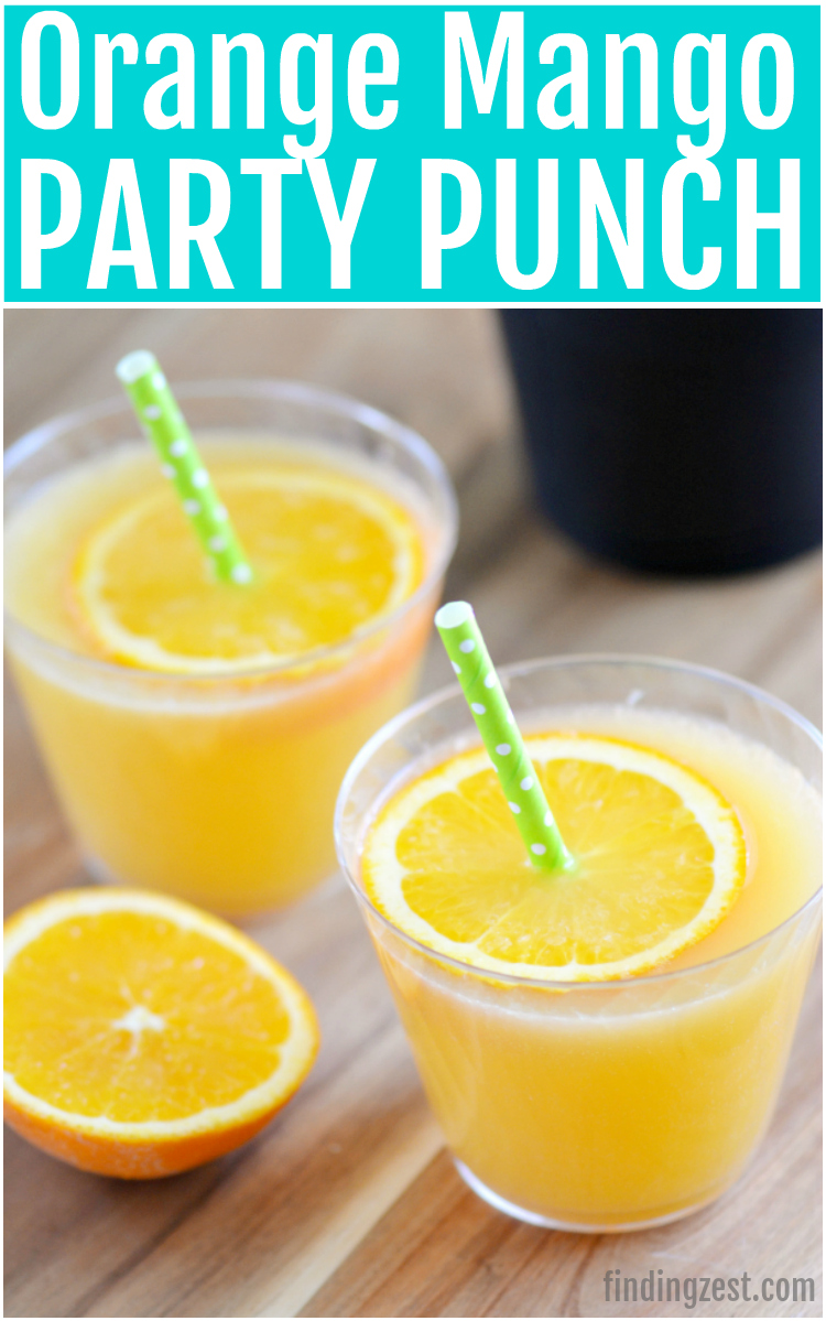 This orange mango punch is a refreshing drink with no added sugar! Make it with mango flavored lemonade, orange juice and sparkling water instead of soda for a healthier party punch. Garnish with fresh orange slices and colorful straws before serving at your next birthday celebration or holiday gathering. Would work especially well for Easter or Mother's Day.