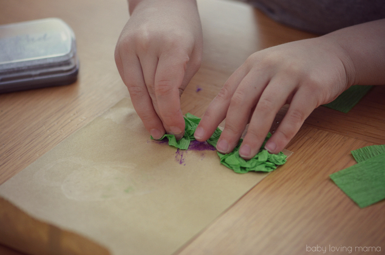 Making Spring Paper Treat Bags for Popcorn