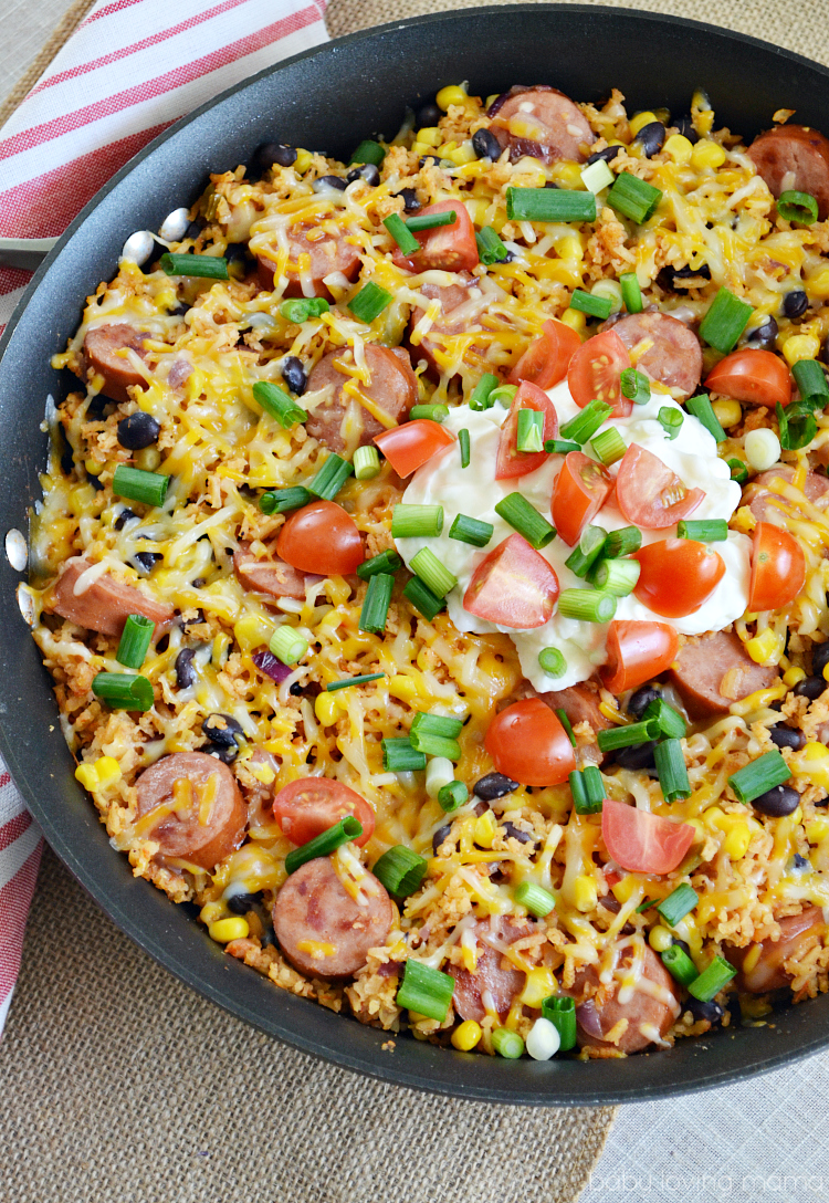 Mexican Rice Kielbasa Skillet