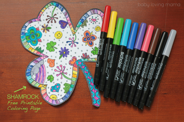 Shamrock Coloring Page Printable for St Patricks Day