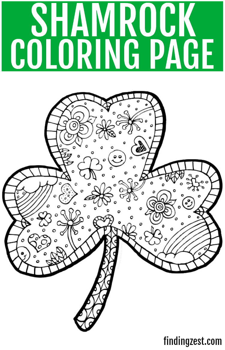 Shamrock Coloring Page Printable Finding Zest