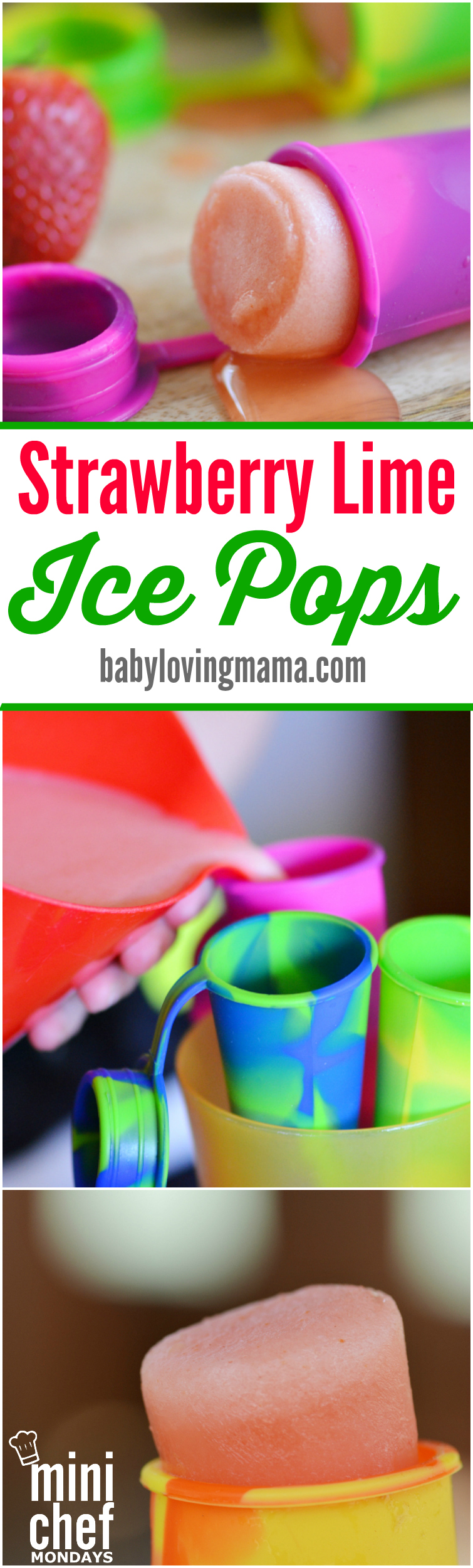 Homemade Strawberry Lime Ice Pops