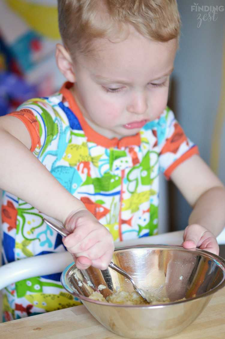 Mashing Bananas for Muffins
