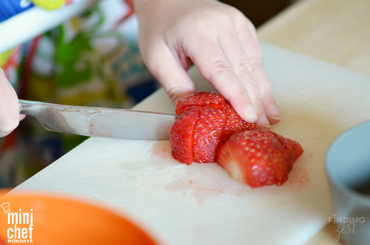 Slicing Strawberries for Muffins