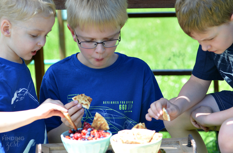 Eating Very Berry Fruit Salsa and Flabtread