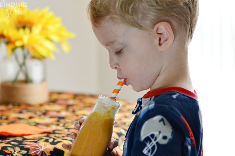 This kid friendly Pumpkin Banana Smoothie makes a deliciously easy and nutritious breakfast option!