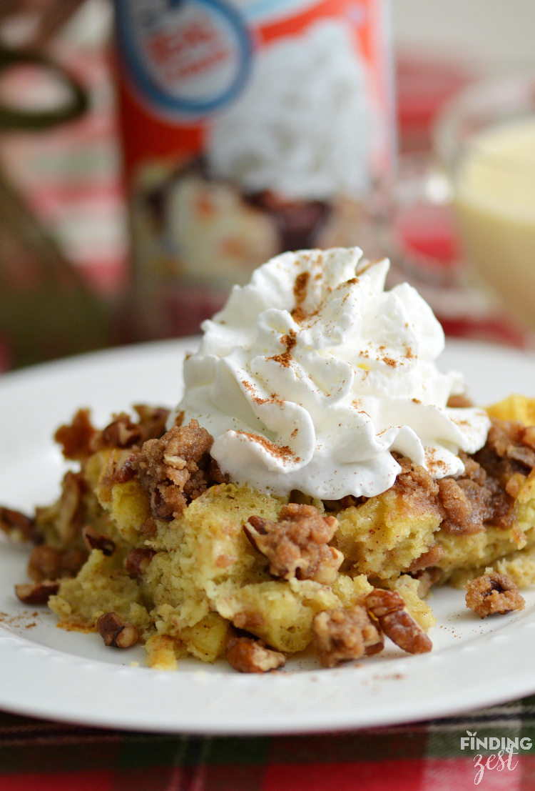 This easy Overnight Eggnog Waffle Casserole is the perfect breakfast for Christmas morning!