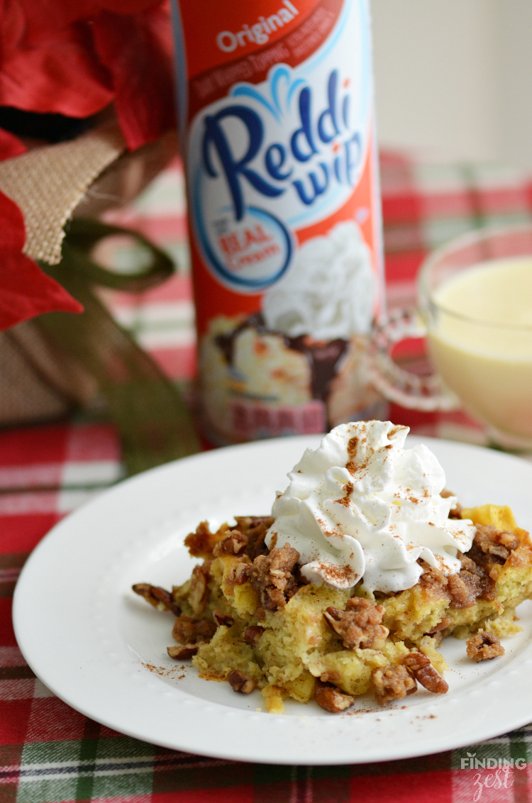 Overnight Eggnog Waffle Casserole