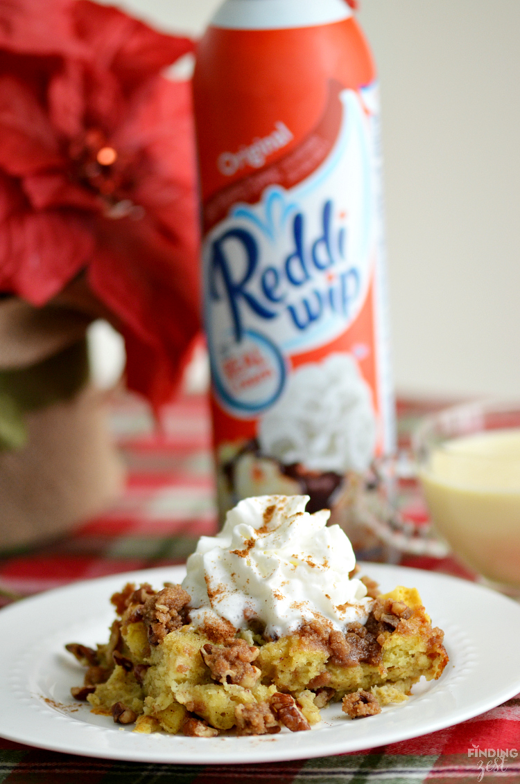 This easy Overnight Eggnog Waffle Casserole is the perfect breakfast for Christmas morning!