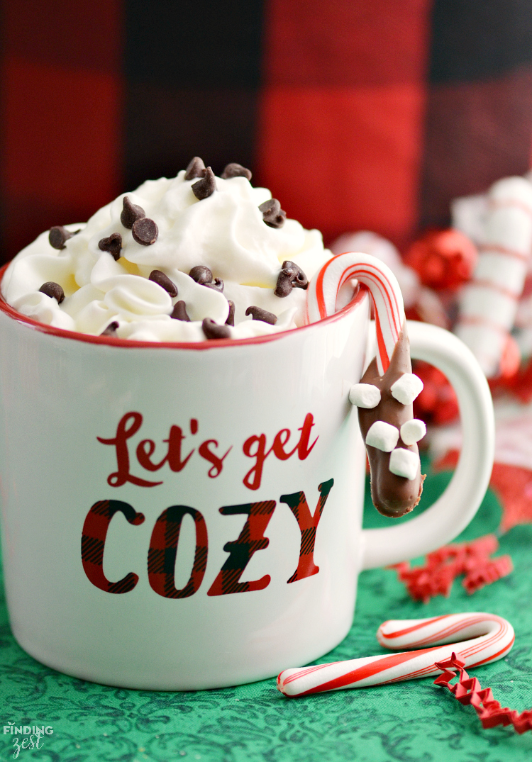 These chocolate dipped candy canes with marshmallows are perfect for kids to make as homemade gifts. Pair them with mugs and cocoa for a tasty gift basket or present them on their own. Such a simple but fun holiday food gift.