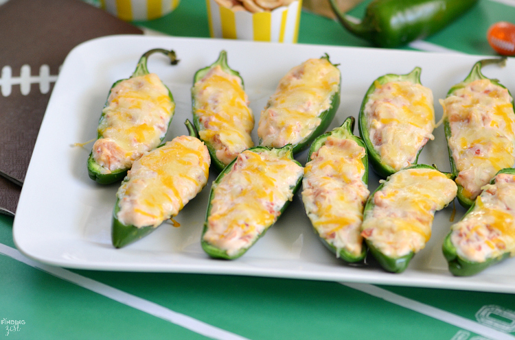 These easy stuffed jalapeno poppers are the perfect spicy game day snack with only five ingredients!