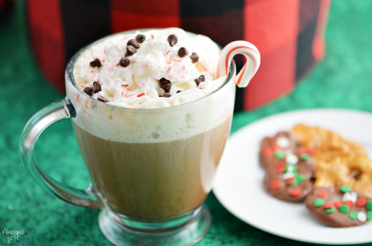 Try this easy Merry Peppermint Mocha coffee drink you can make with just a few ingredients at home with Caribou Coffee.