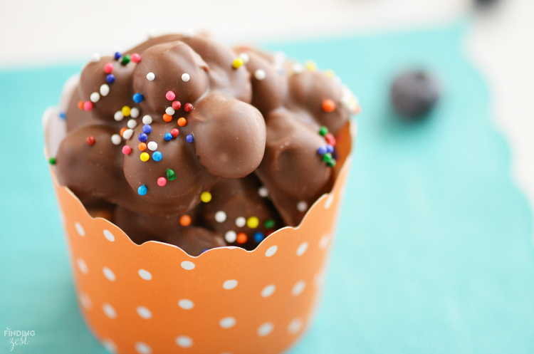 Make these easy Blueberry Chocolate Clusters as a fun dessert or snack! With only three ingredients, they are a perfect recipe for kids!