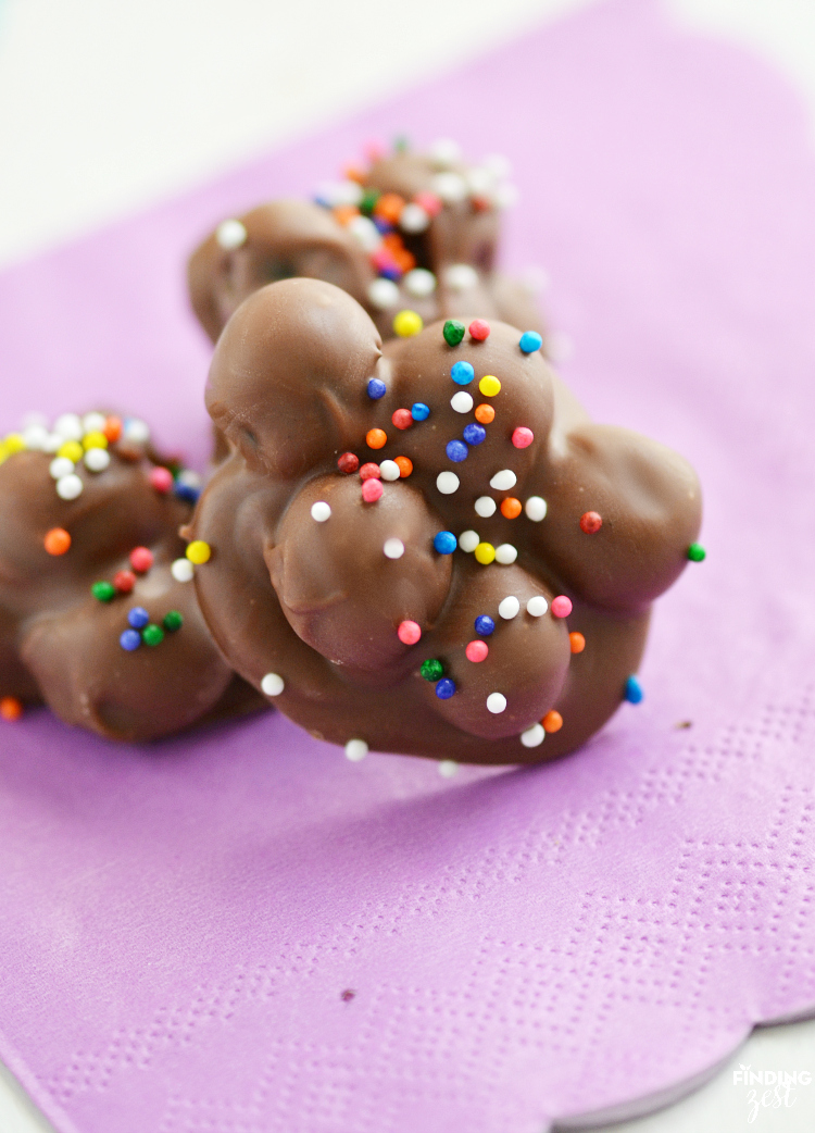 Make these easy Blueberry Chocolate Clusters as a fun dessert or snack! With only three ingredients, they are a perfect recipe for kids!