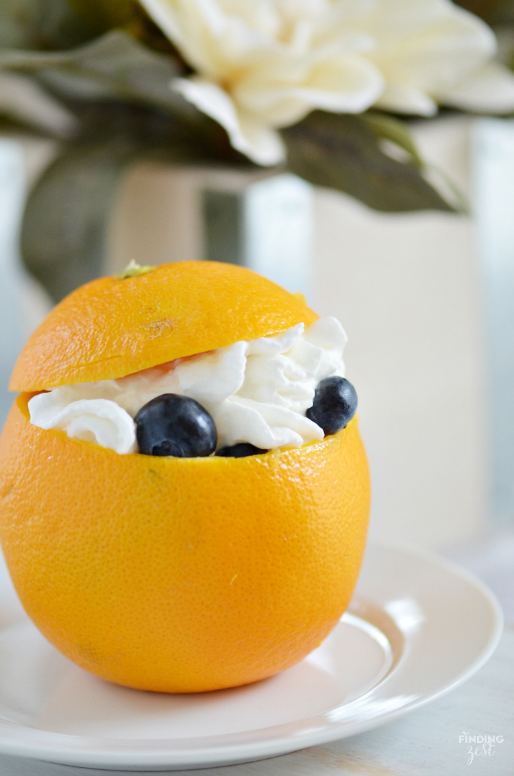 Get creative with fruit and try Orange Dessert Cups! Filled with pudding, these hollowed out orange cups with tops are a great way to make dessert more fun, especially for kids!