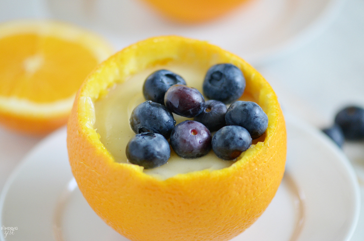 Get creative with fruit and try Orange Dessert Cups! Filled with pudding, these hollowed out orange cups with tops are a great way to make dessert more fun, especially for kids!