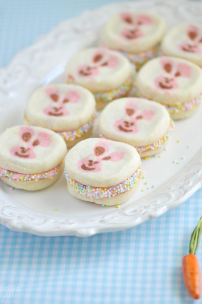 These Easter Bunny Cookie Sandwiches are so easy to make and feature a delicious cream cheese filling. Make this Easter treat in under 30 minutes!