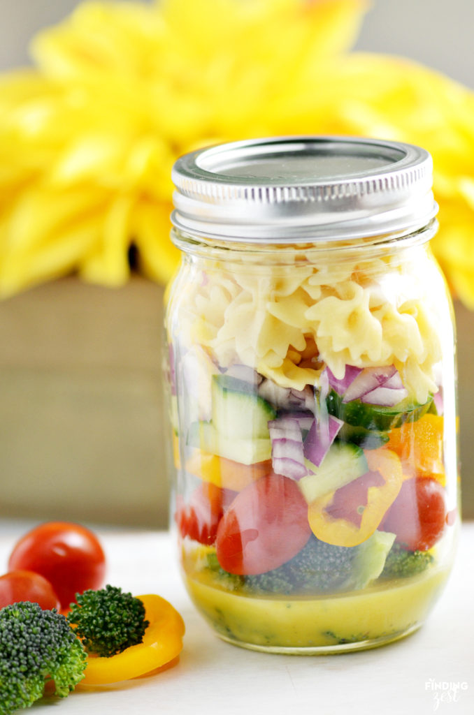 Mason Jar Pasta Salad Perfect for a Picnic Finding Zest