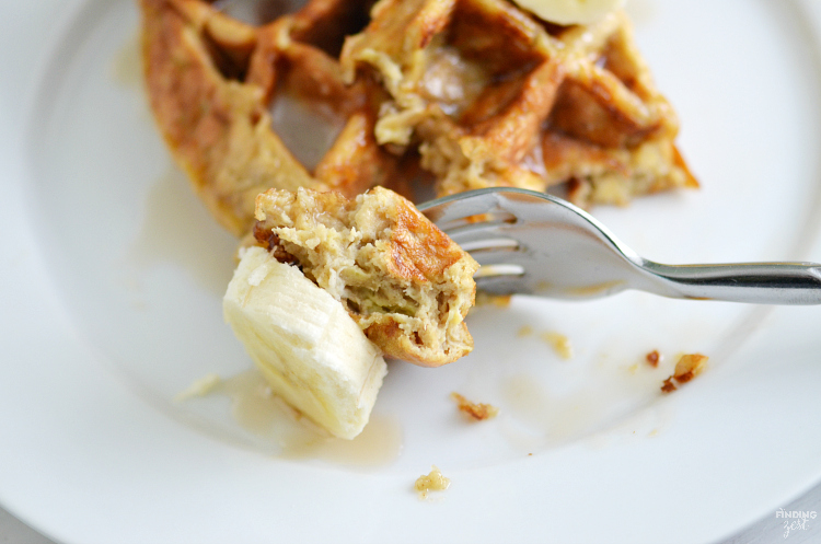 These gluten free banana waffles are loaded with overripe bananas, eggs, oats, and peanut butter. Added sugar optional. Perfect breakfast for those with gluten allergies!