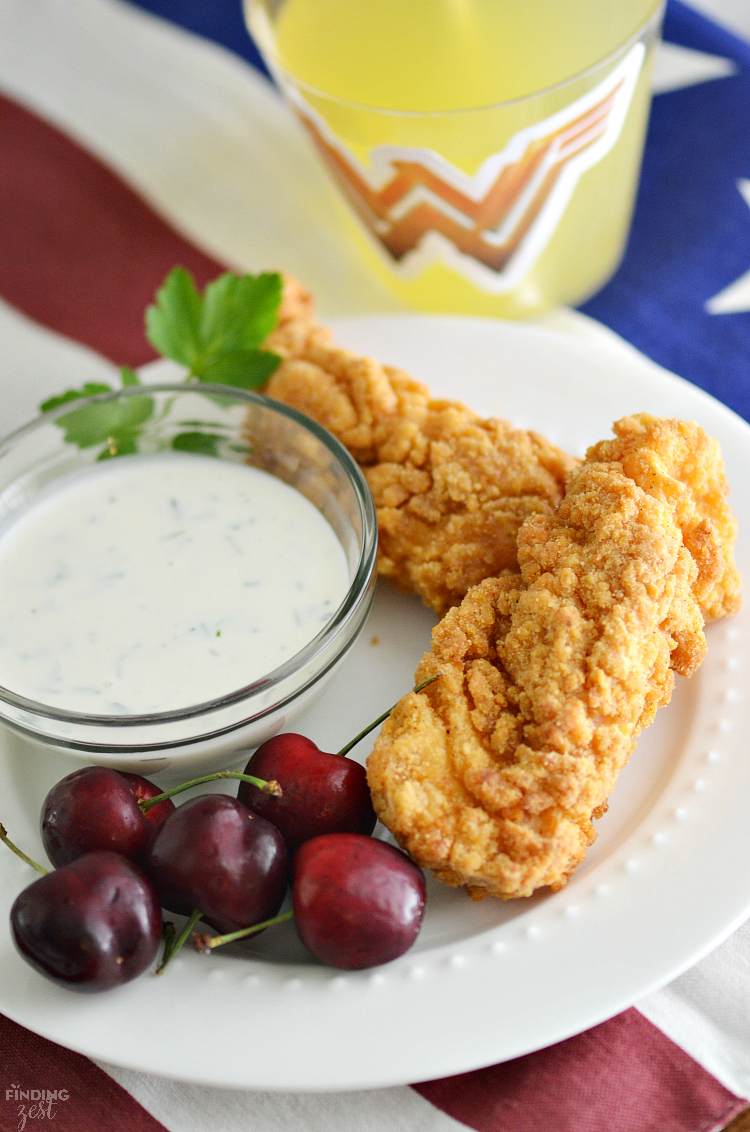 Homemade Buttermilk Ranch Dressing Recipe with Crispy Chicken Strips