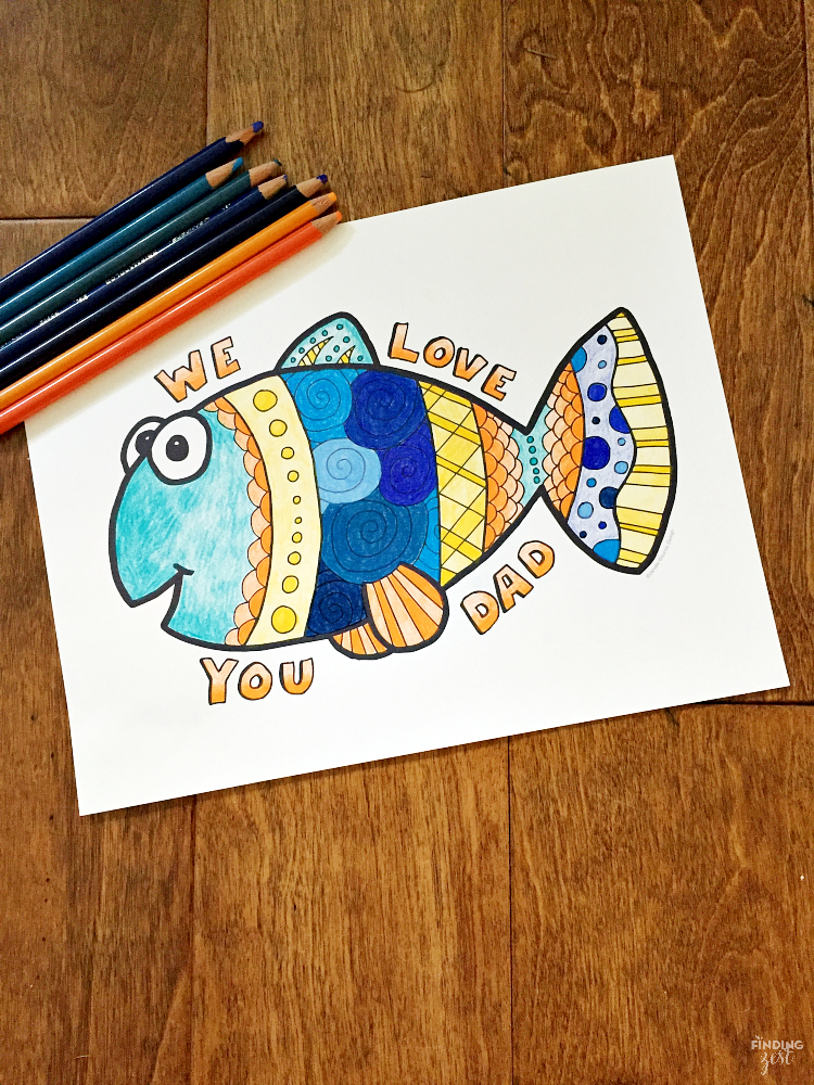 father s day coloring page free printable we love you dad finding zest