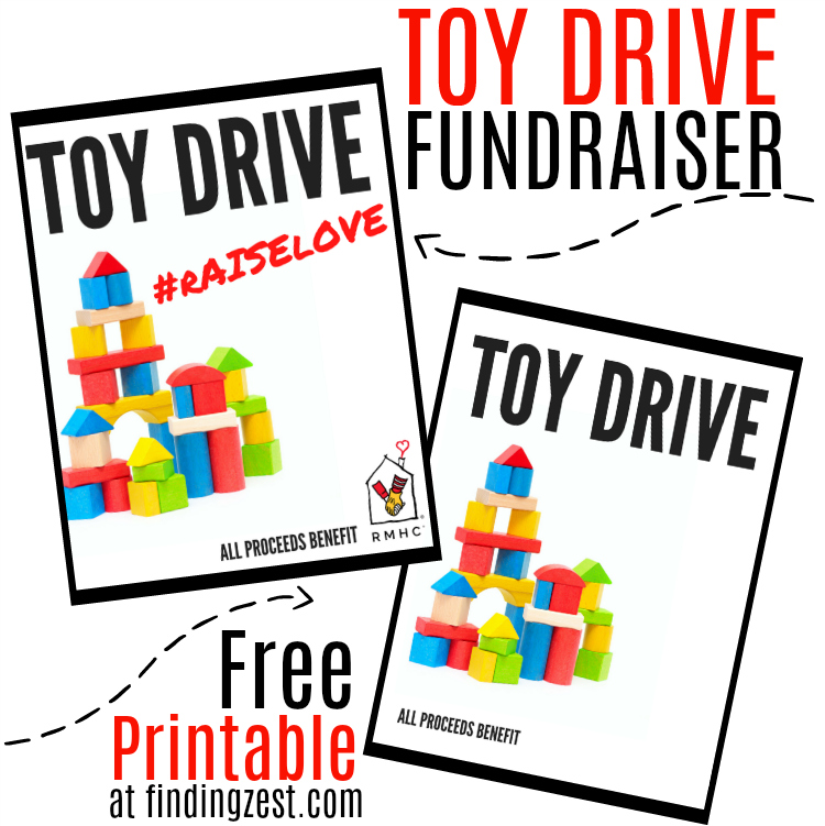 Toy Drive Fundraiser Flyer Free Printable: Download this free printable for a RMHC fundraiser or the blank version for any charity! Learn how easy it is to host a toy drive fundraiser for charities, perfect for teaching kids the importance of giving back!