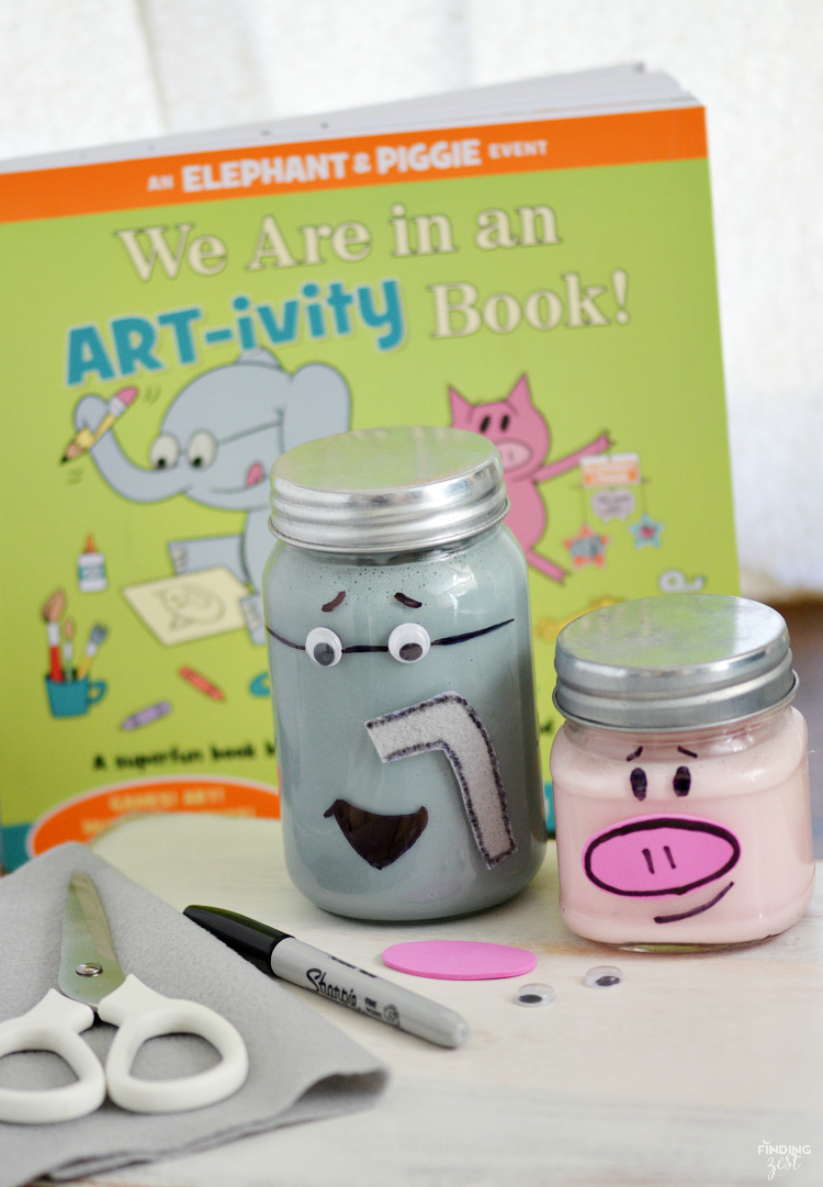 Elephant and Piggie Slime Jars: Art-tivity Inspired Craft - Finding Zest