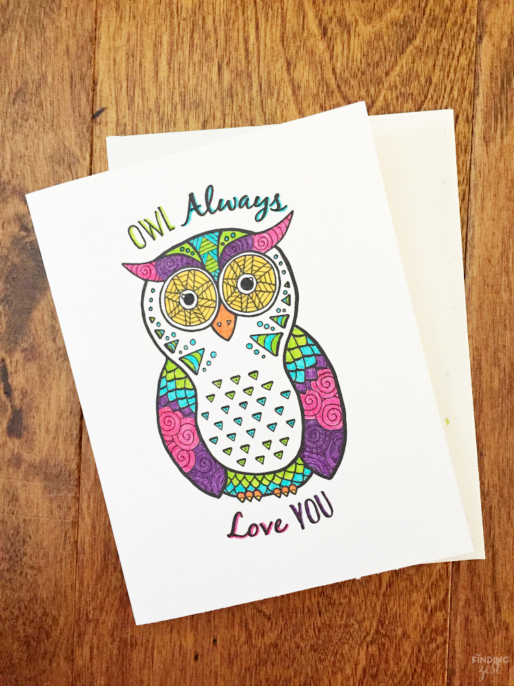 Valentine Cards Printable Owl Coloring Page Finding Zest