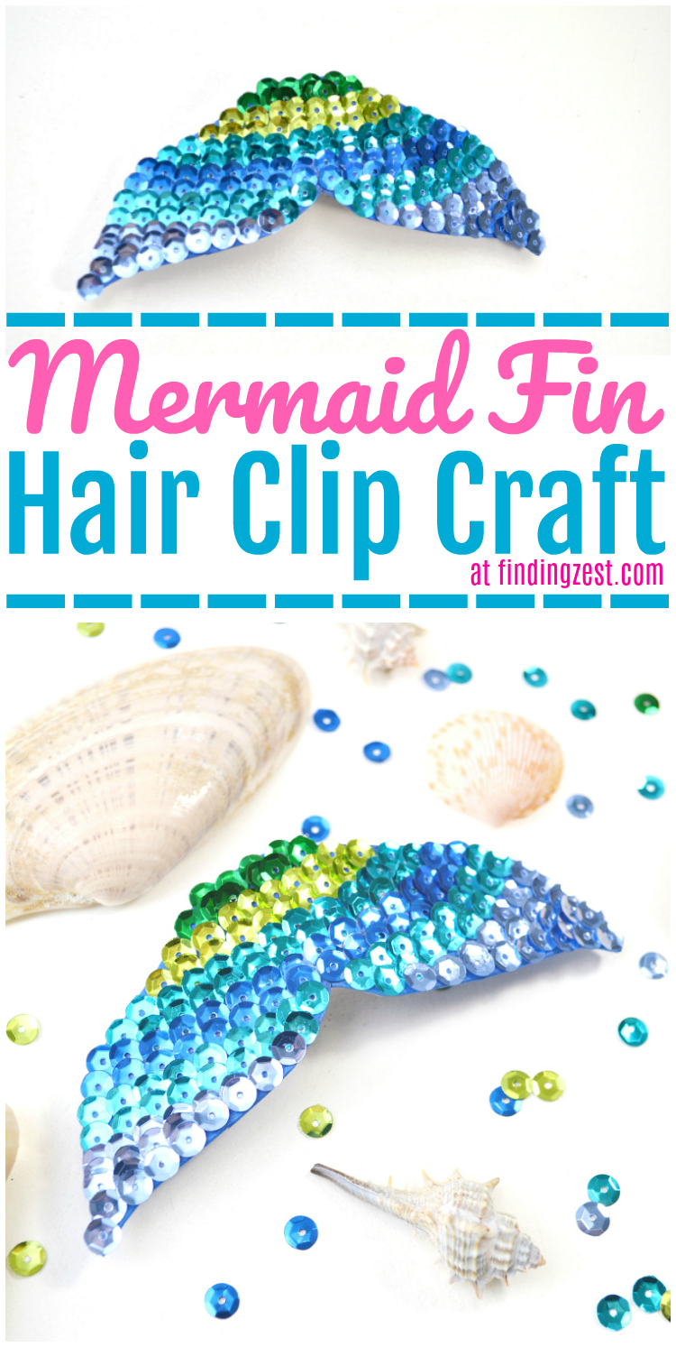 Love mermaid hair? This easy mermaid fin hair clip craft is a great way to get the look without the commitment of hair dyes. Makes a great mermaid activity for birthday parties or as a rainy day project for kids. Pair this mermaid fin clip with colorful hair extensions & you've got an inexpensive mermaid hair option!