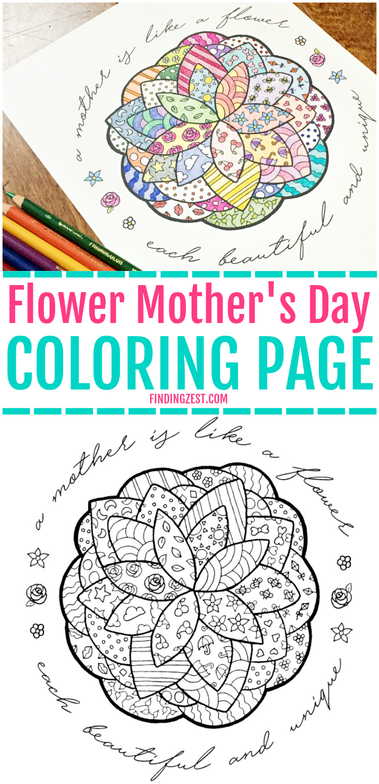 Mother S Day Coloring Page With Flower Finding Zest Mother S Day Coloring Page With Flower Finding Zest