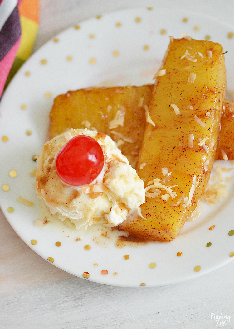 Try this cinnamon fried pineapple with brown sugar as a delicious side dish or dessert idea! This sauteed pineapple recipe can be made right on your stove in under 10 minutes and tastes great served with ice cream as dessert or as a side dish with your favorite Asian cuisine for lunch or dinner. Your pineapple doesn't even need to be ripe for this recipe.