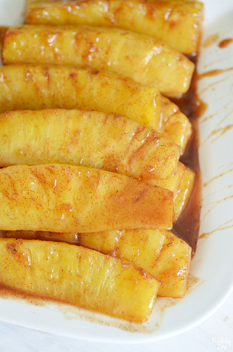 Try this cinnamon fried pineapple with brown sugar as a delicious side dish or dessert idea! This sauteed pineapple recipe can be made right on your stove in under 10 minutes and tastes great served with ice cream as dessert or as a side dish with your favorite Asian cuisine for lunch or dinner. Your pineapple doesn't even need to be ripe for this recipe.