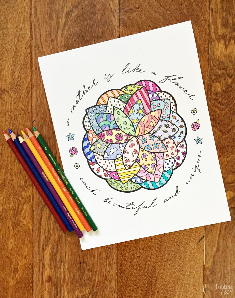 Mother’s Day Coloring Page with Flower