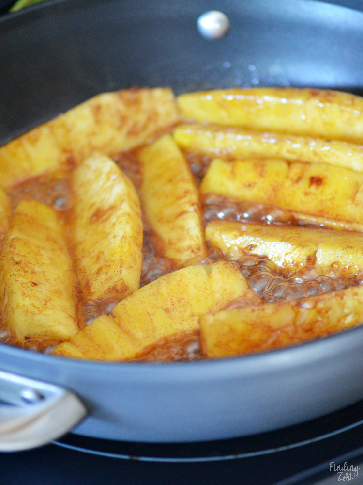Try this cinnamon fried pineapple with brown sugar as a delicious side dish or dessert idea! This sauteed pineapple recipe can be made right on your stove in under 10 minutes and tastes great served with ice cream as dessert or as a side dish with your favorite Asian cuisine for lunch or dinner. Your pineapple doesn't even need to be ripe for this recipe.