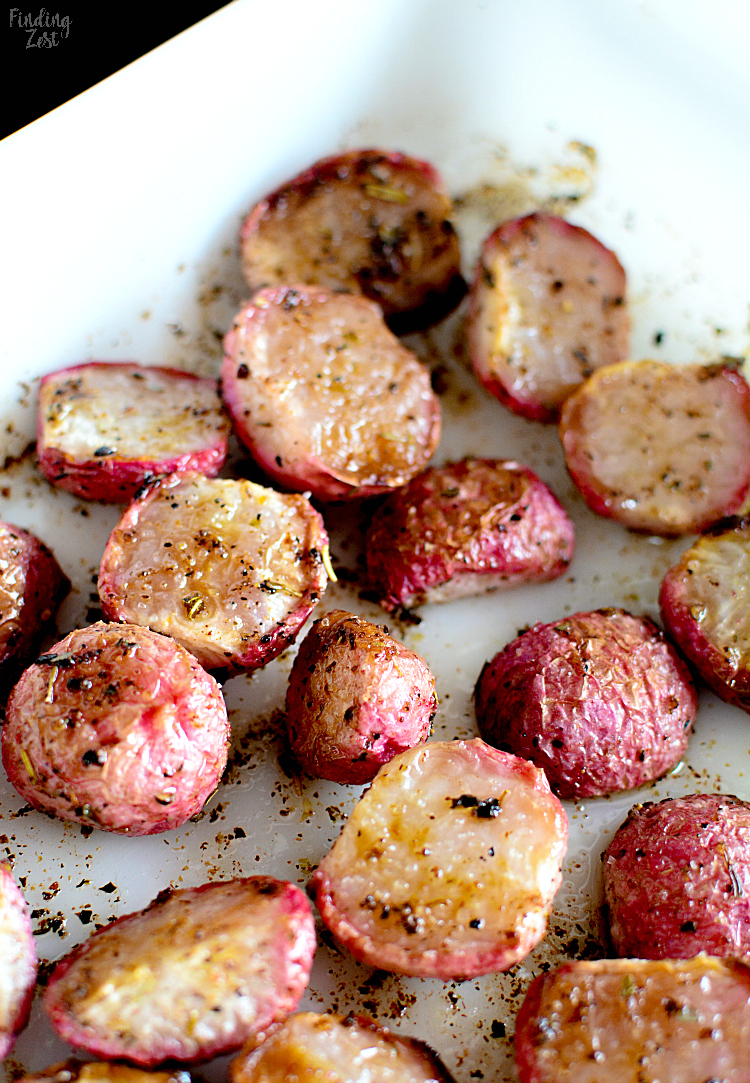 On a low carb diet and can't have potatoes? Don't like raw radishes? Try roasted radishes instead! Learn all about radishes and how this roasted radishes recipe is a great substitute for potatoes. Once roasted, these fresh radishes lose their spicy, peppery flavor and taste great with a dollop of sour cream!