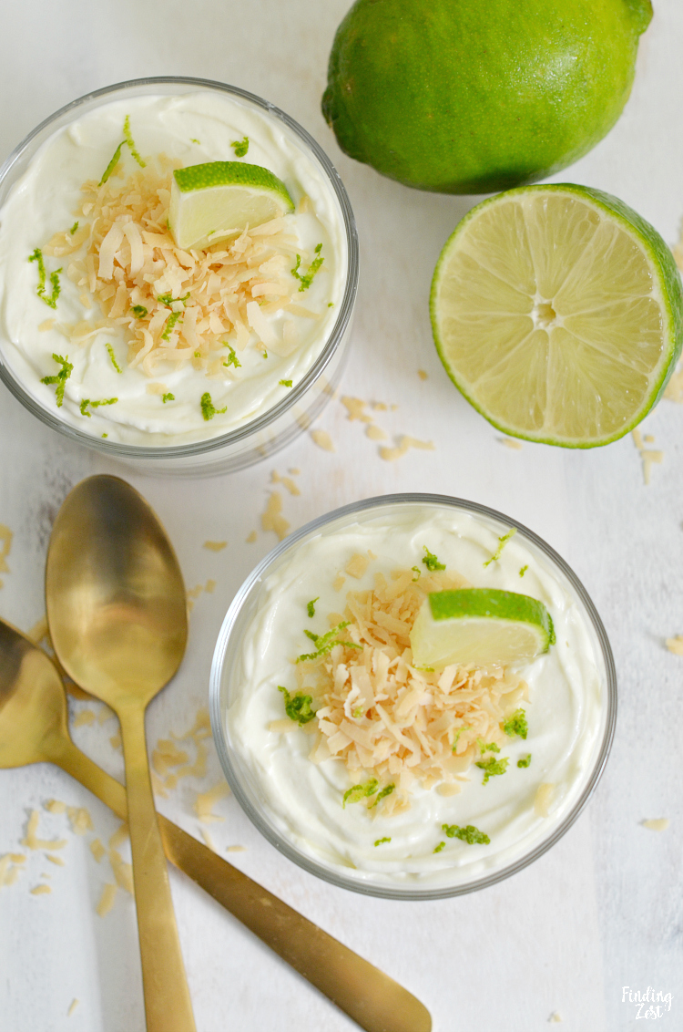 Make dessert in just 15 minutes with these no-bake key lime cheesecake cups! These parfaits can be whipped up in no time using Dannon Oikos Greek yogurt and cream cheese. Topped with toasted coconut, this dessert is sure dazzle your taste buds!