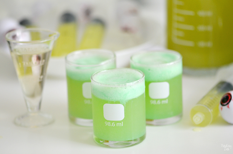 Kids will love this Mad Scientist Green Punch recipe which foams up naturally. Let your punch be the centerpiece of your mad scientist birthday party or Halloween party. Turn your drink into a science experiment and let kids make their own using syringes and beakers!