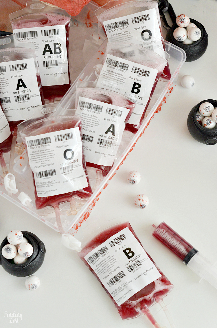 Entertain guests at your Halloween party with these fun blood bags! This red Halloween Drink (non-alcoholic) is perfect for filling fake I.V. bags designed specifically for drinks. Learn tips for how to fill and clip the bags and how to make the easiest edible fake blood splatters! This is also a great accessory to your vampire costume!