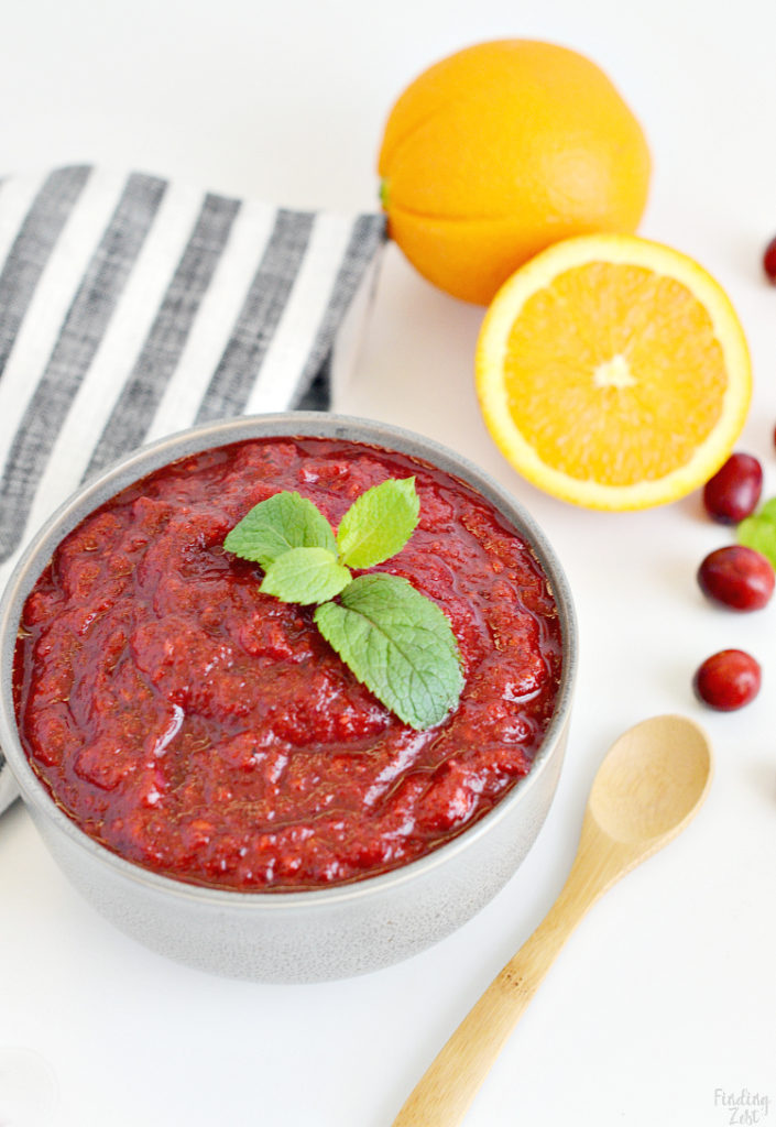 Add freshness to your holiday table with this cranberry relish! This easy cranberry recipe can be prepared in just 5 minutes with four ingredients and a blender! This sweet relish is a great alternative to cranberry sauce and looks beautiful on any holiday table. You can also use it add lots flavor to your holiday appetizers!